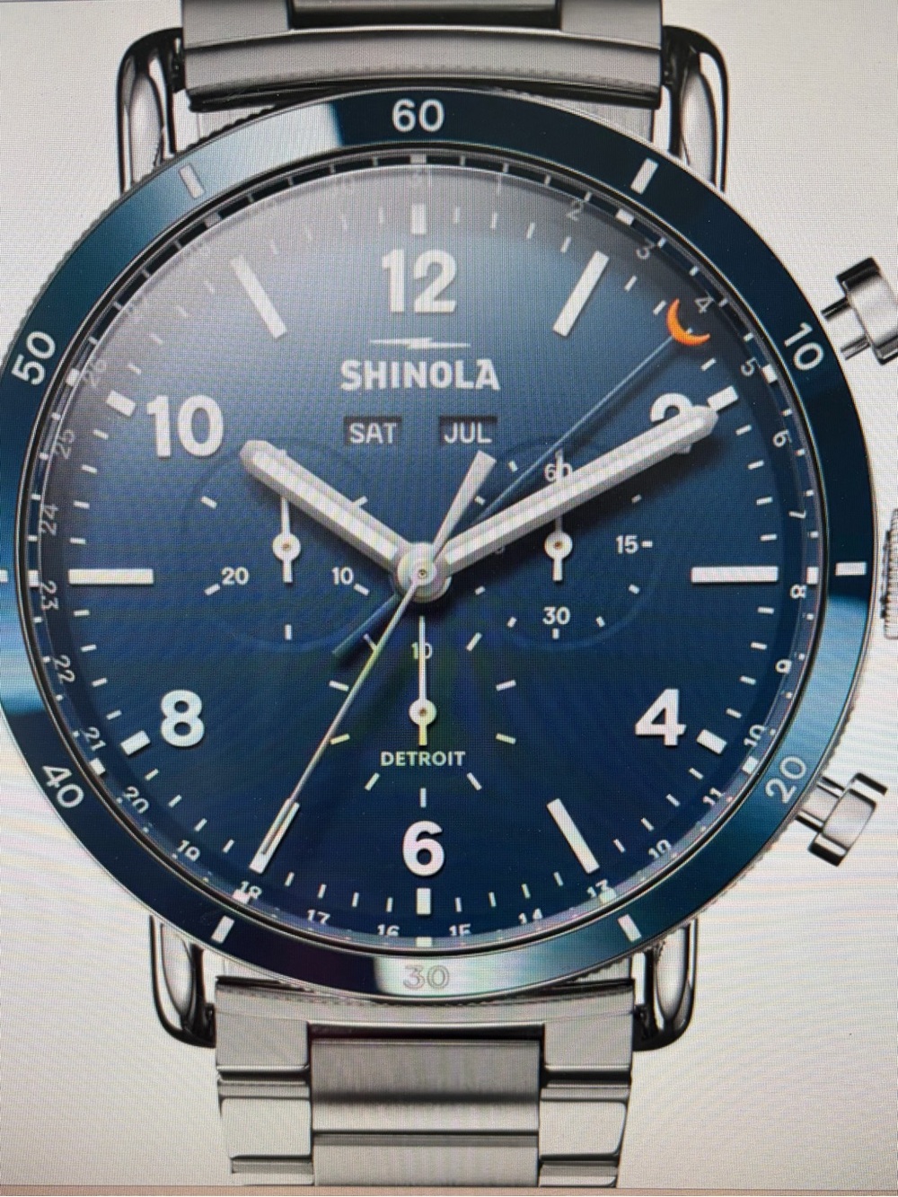 Shinola Canfield Sport 45mm Navy Blue Dial Stainless Steel Chronograph Watch